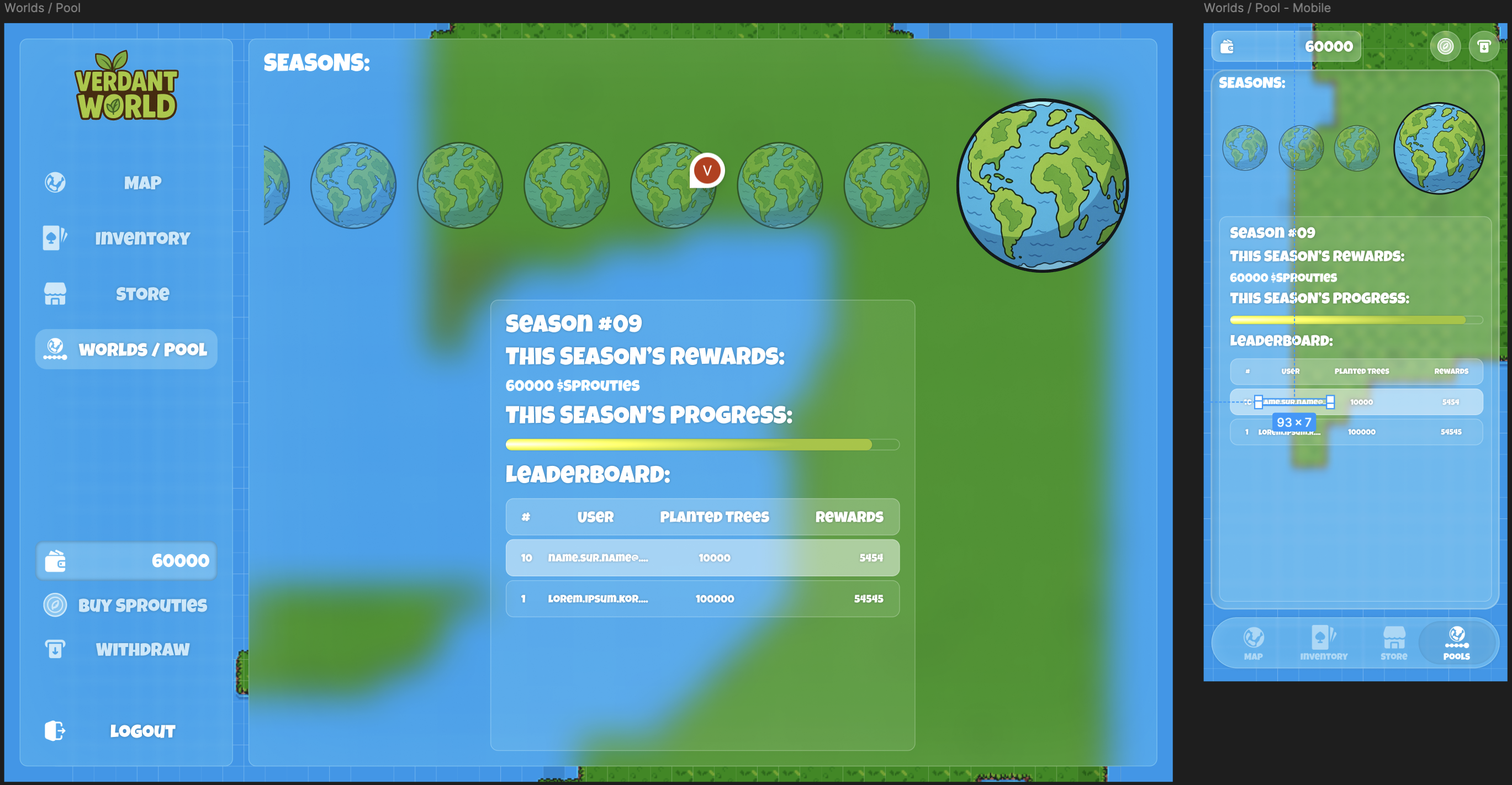 glassmorphism design. mobile and desktop